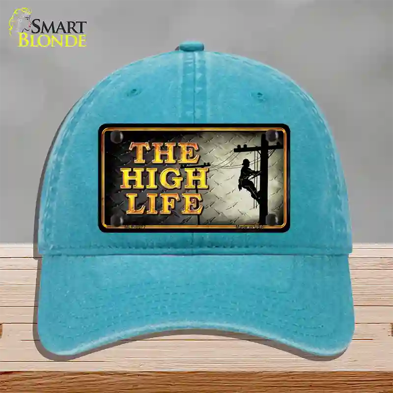 The High Life Novelty License Plate Hat Unconstructed Cotton / Lake Blue