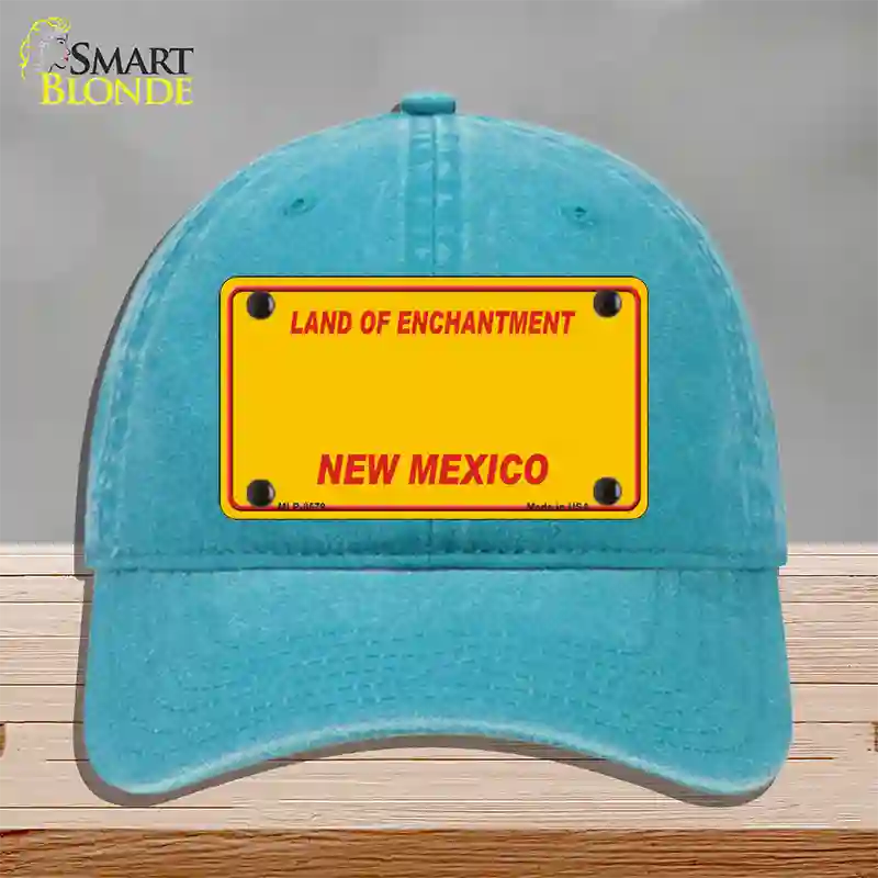 New Mexico Yellow Novelty License Plate Hat Unconstructed Cotton / Lake Blue