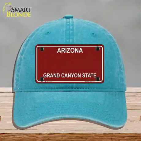 Arizona State Blank Novelty License Plate Hat Unconstructed Cotton / Lake Blue / Red Arizona (8580):https | Clean | Yes