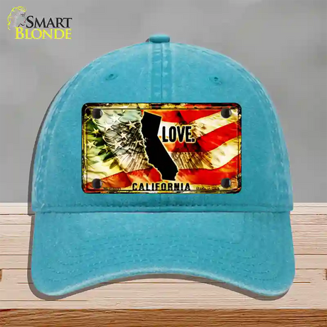 California Love Novelty License Plate Hat Unconstructed Cotton / Lake Blue