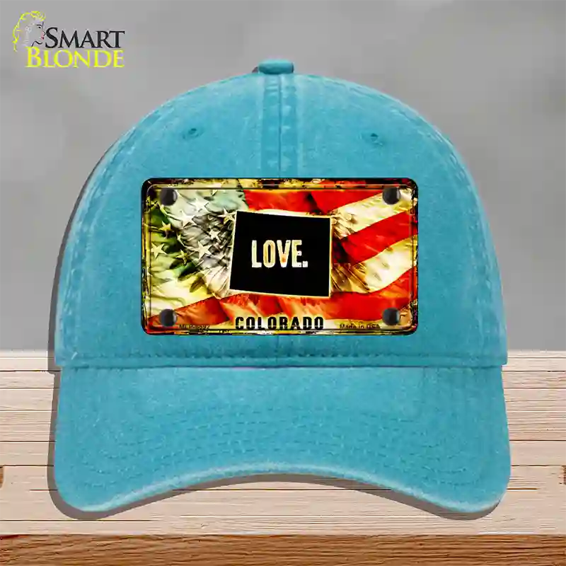 Colorado Love Novelty License Plate Hat Unconstructed Cotton / Lake Blue