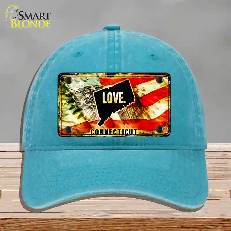 Connecticut Love Novelty License Plate Hat Unconstructed Cotton / Lake Blue