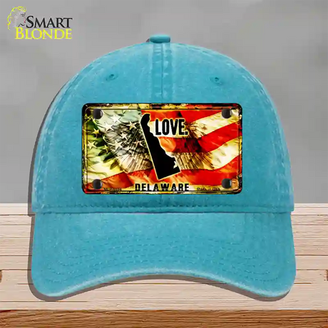 Delaware Love Novelty License Plate Hat Unconstructed Cotton / Lake Blue