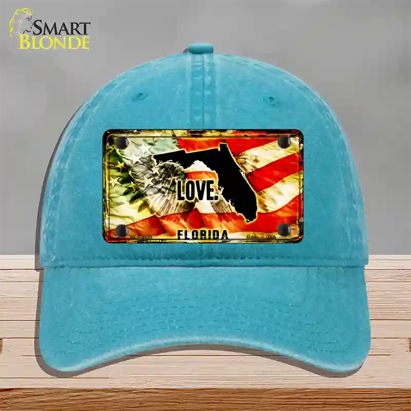 Florida Love Novelty License Plate Hat Unconstructed Cotton / Lake Blue