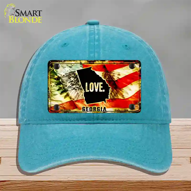 Georgia Love Novelty License Plate Hat Unconstructed Cotton / Lake Blue