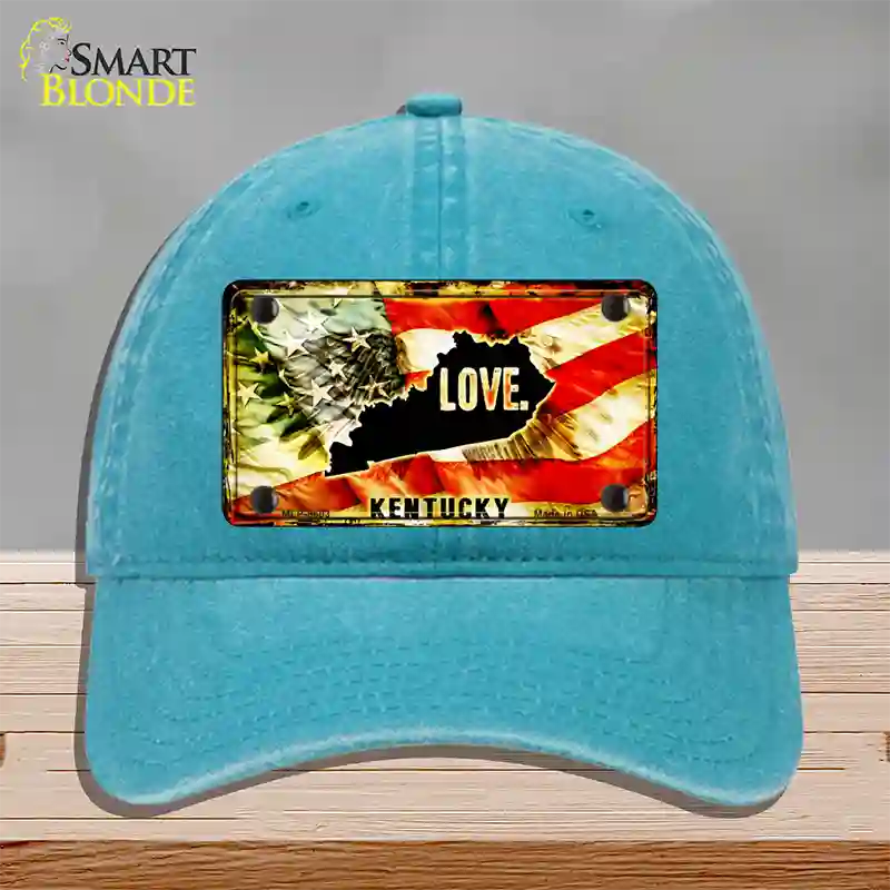 Kentucky Love Novelty License Plate Hat Unconstructed Cotton / Lake Blue