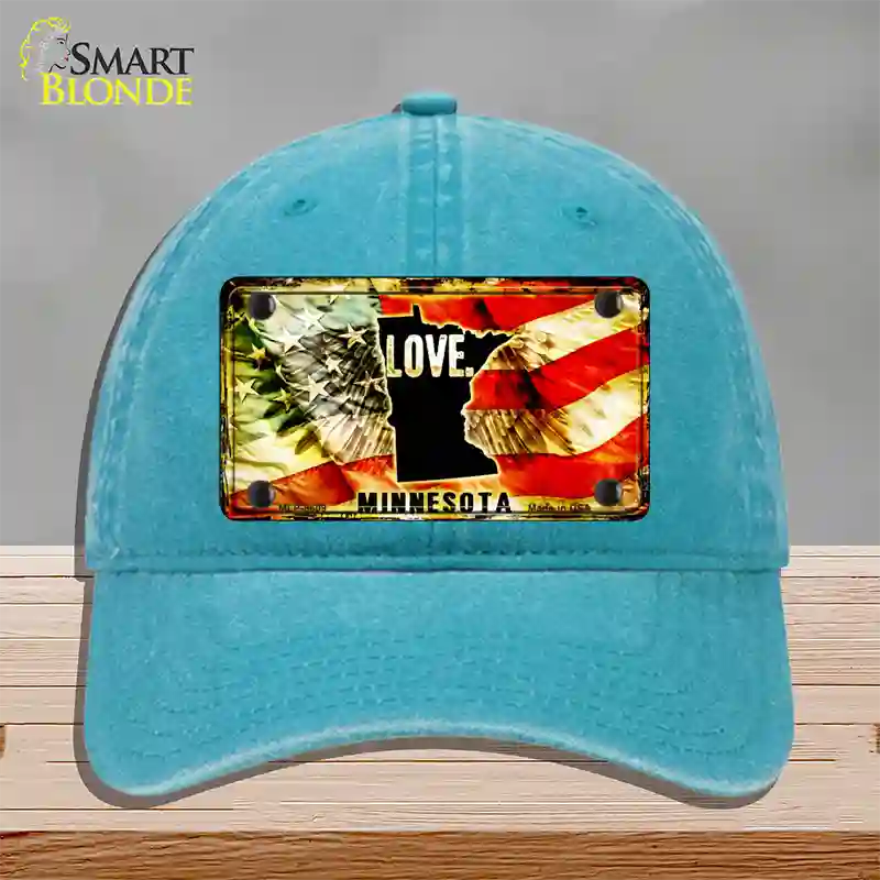 Minnesota Love Novelty License Plate Hat Unconstructed Cotton / Lake Blue