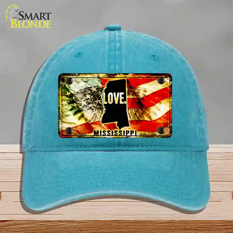 Mississippi Love Novelty License Plate Hat Unconstructed Cotton / Lake Blue