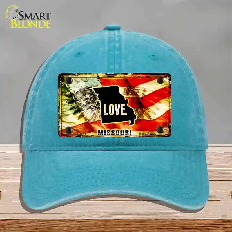 Missouri Love Novelty License Plate Hat Unconstructed Cotton / Lake Blue