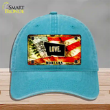 Montana Love Novelty License Plate Hat Unconstructed Cotton / Lake Blue