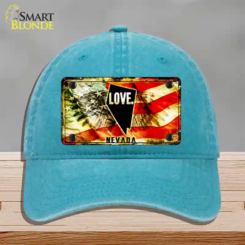 Nevada Love Novelty License Plate Hat Unconstructed Cotton / Lake Blue