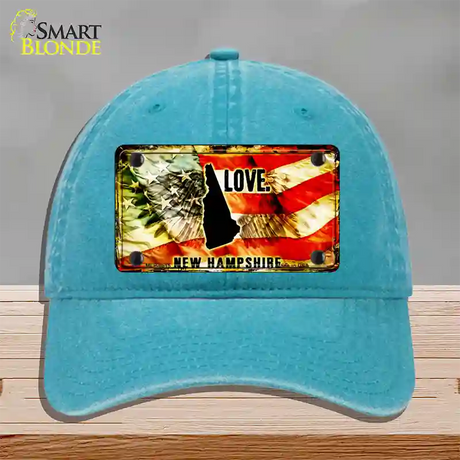 New Hampshire Love Novelty License Plate Hat Unconstructed Cotton / Lake Blue