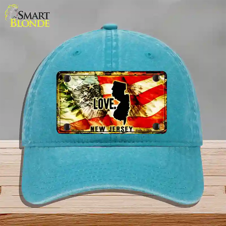 New Jersey Love Novelty License Plate Hat Unconstructed Cotton / Lake Blue