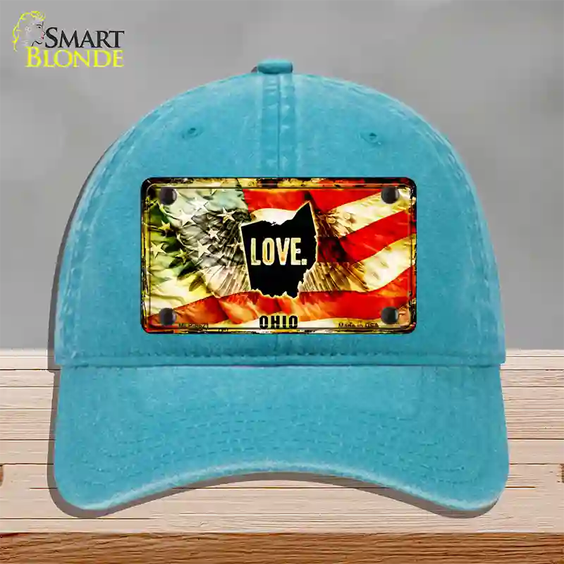 Ohio Love Novelty License Plate Hat Unconstructed Cotton / Lake Blue