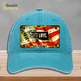 Oklahoma Love Novelty License Plate Hat Unconstructed Cotton / Lake Blue