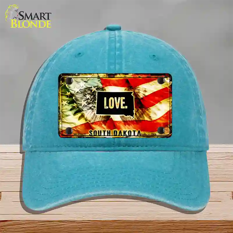 South Dakota Love Novelty License Plate Hat Unconstructed Cotton / Lake Blue