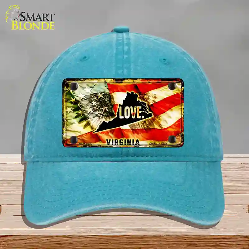 Virginia Love Novelty License Plate Hat Unconstructed Cotton / Lake Blue