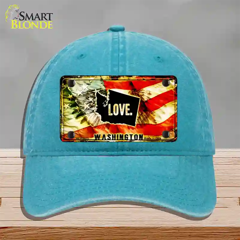 Washington Love Novelty License Plate Hat Unconstructed Cotton / Lake Blue