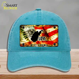 West Virginia Love Novelty License Plate Hat Unconstructed Cotton / Lake Blue