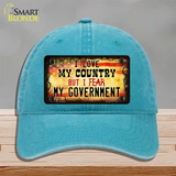 I Love My Country Novelty License Plate Hat Unconstructed Cotton / Lake Blue