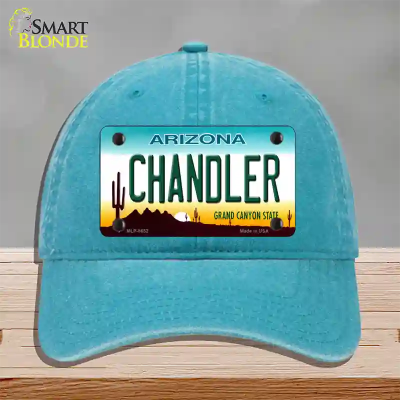 Chandler Arizona Novelty License Plate Hat Unconstructed Cotton / Lake Blue