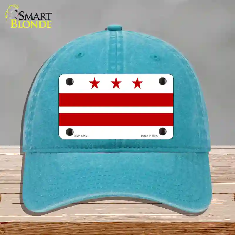 Washington DC Flag Novelty License Plate Hat Unconstructed Cotton / Lake Blue