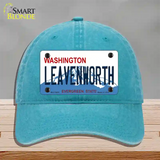 Leavenworth Washington Novelty License Plate Hat Unconstructed Cotton / Lake Blue