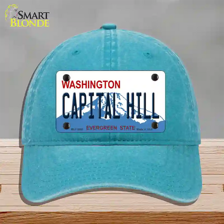 Capital Hill Washington Novelty License Plate Hat Unconstructed Cotton / Lake Blue