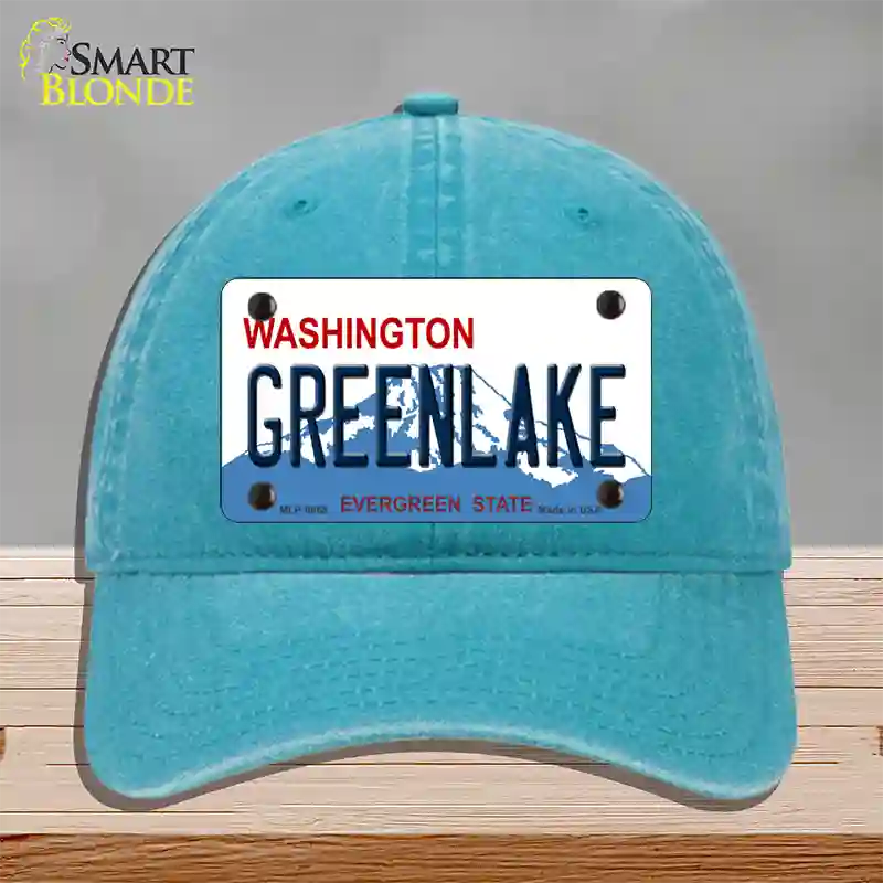 Greenlake Washington Novelty License Plate Hat Unconstructed Cotton / Lake Blue