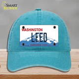 Leed Washington Novelty License Plate Hat Unconstructed Cotton / Lake Blue