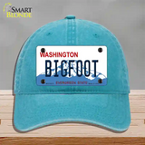 Bigfoot Washington Novelty License Plate Hat Unconstructed Cotton / Lake Blue