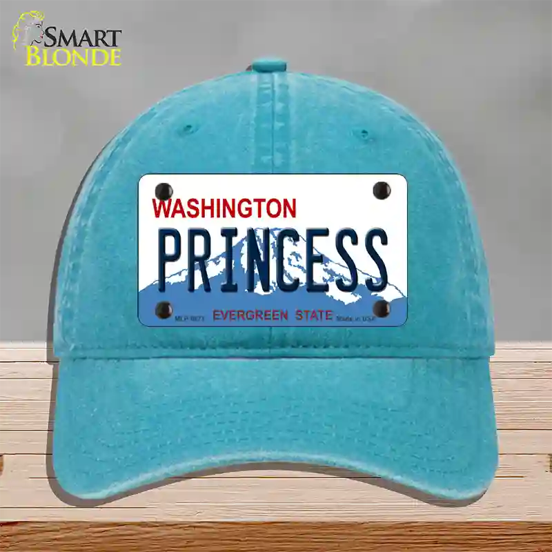 Princess Washington Novelty License Plate Hat Unconstructed Cotton / Lake Blue