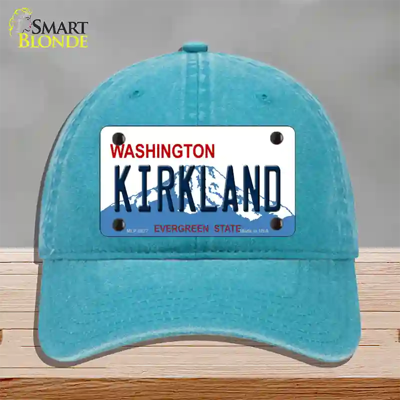 Kirkland Washington Novelty License Plate Hat Unconstructed Cotton / Lake Blue