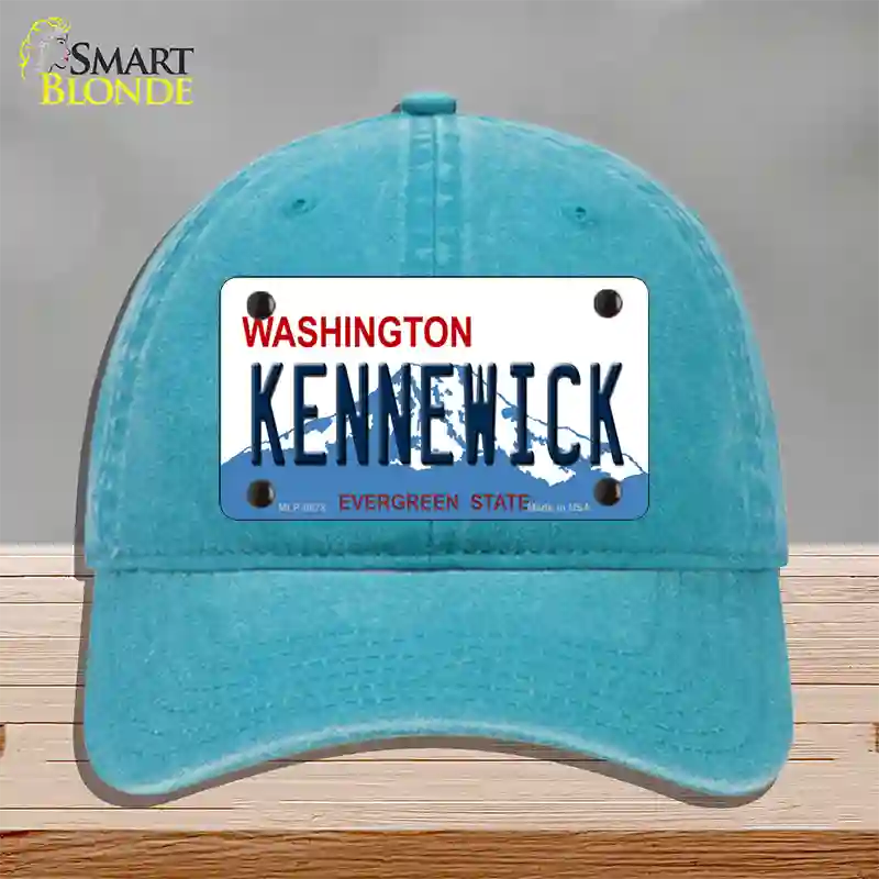 Kennewick Washington Novelty License Plate Hat Unconstructed Cotton / Lake Blue