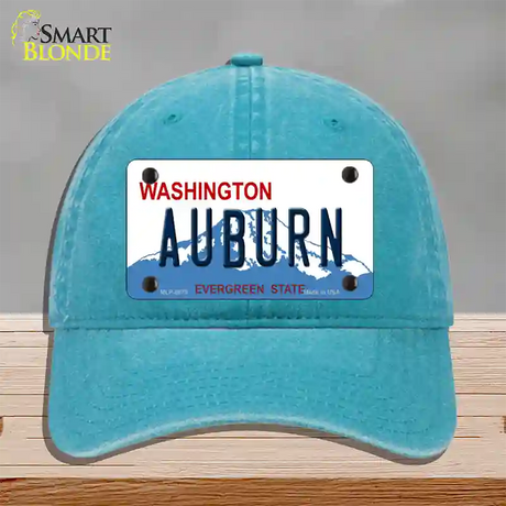 Auburn Washington Novelty License Plate Hat Unconstructed Cotton / Lake Blue