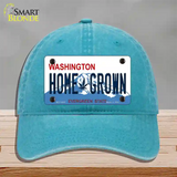 Home Grown Washington Novelty License Plate Hat Unconstructed Cotton / Lake Blue