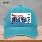 Boaters Paradise Washington Novelty License Plate Hat Unconstructed Cotton / Lake Blue