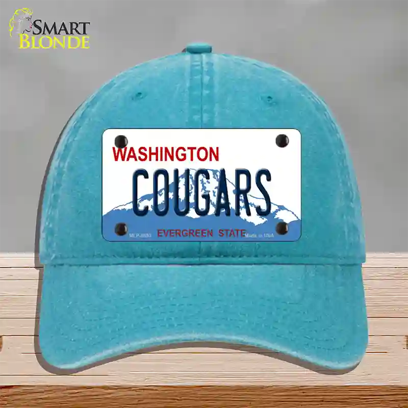 Cougars Washington Novelty License Plate Hat Unconstructed Cotton / Lake Blue