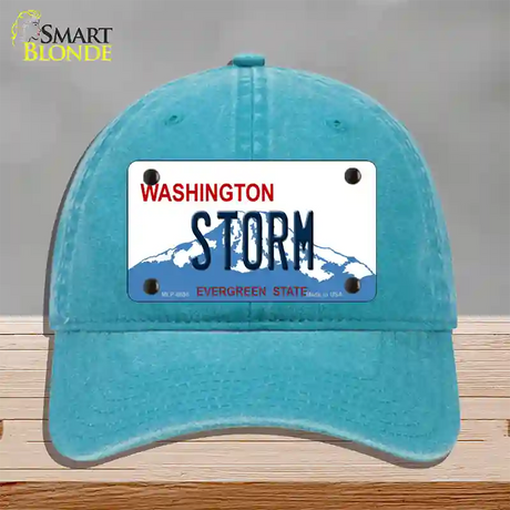 Storm Washington Novelty License Plate Hat Unconstructed Cotton / Lake Blue