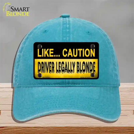 Driver Legally Blonde Novelty License Plate Hat Unconstructed Cotton / Lake Blue