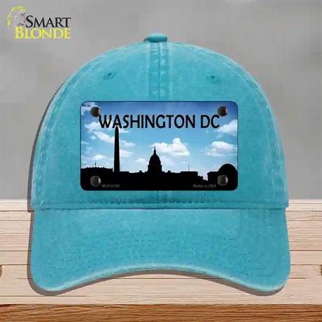 Washington DC Silhouette Novelty License Plate Hat Unconstructed Cotton / Lake Blue