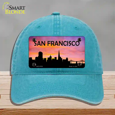 San Francisco Silhouette Novelty License Plate Hat Unconstructed Cotton / Lake Blue