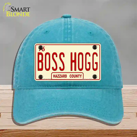 Boss Hogg Hazzard County Novelty License Plate Hat Unconstructed Cotton / Lake Blue