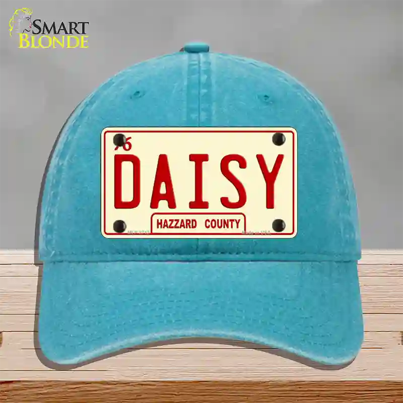 Daisy Novelty License Plate Hat Unconstructed Cotton / Lake Blue