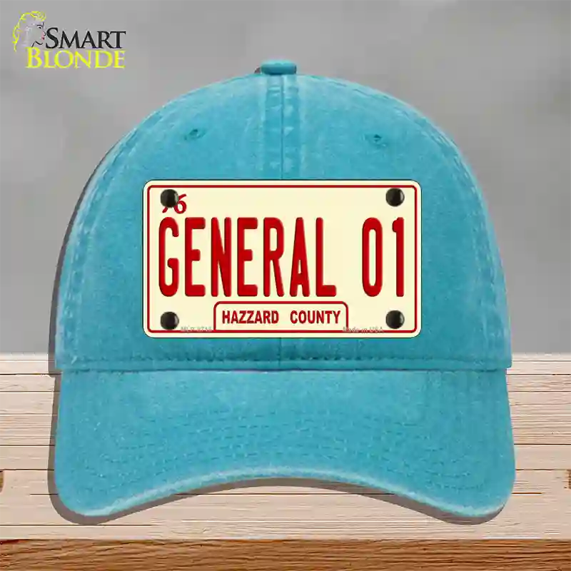 General 01 Novelty License Plate Hat Unconstructed Cotton / Lake Blue