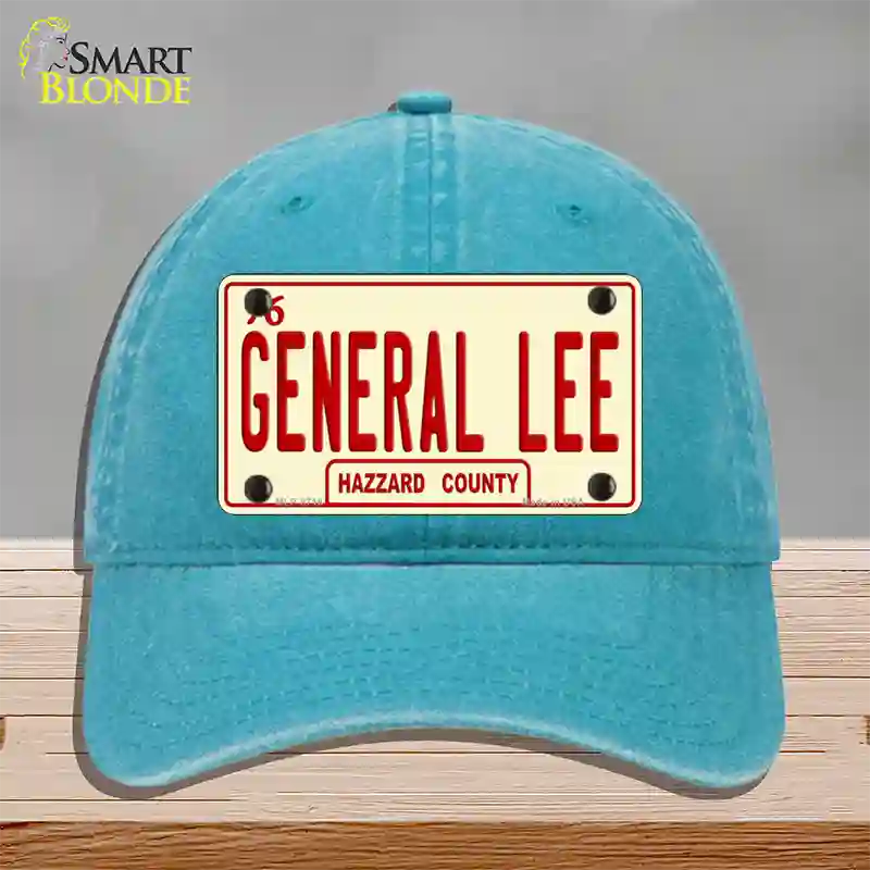 General Lee Hazzard County Novelty License Plate Hat Unconstructed Cotton / Lake Blue