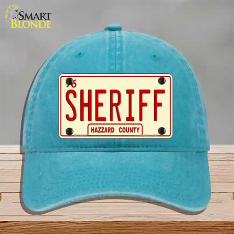 Sheriff Novelty License Plate Hat Unconstructed Cotton / Lake Blue