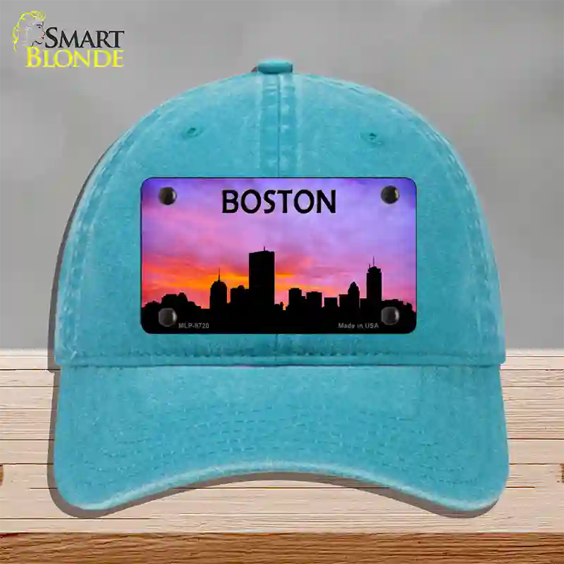 Boston Silhouette Novelty License Plate Hat Unconstructed Cotton / Lake Blue