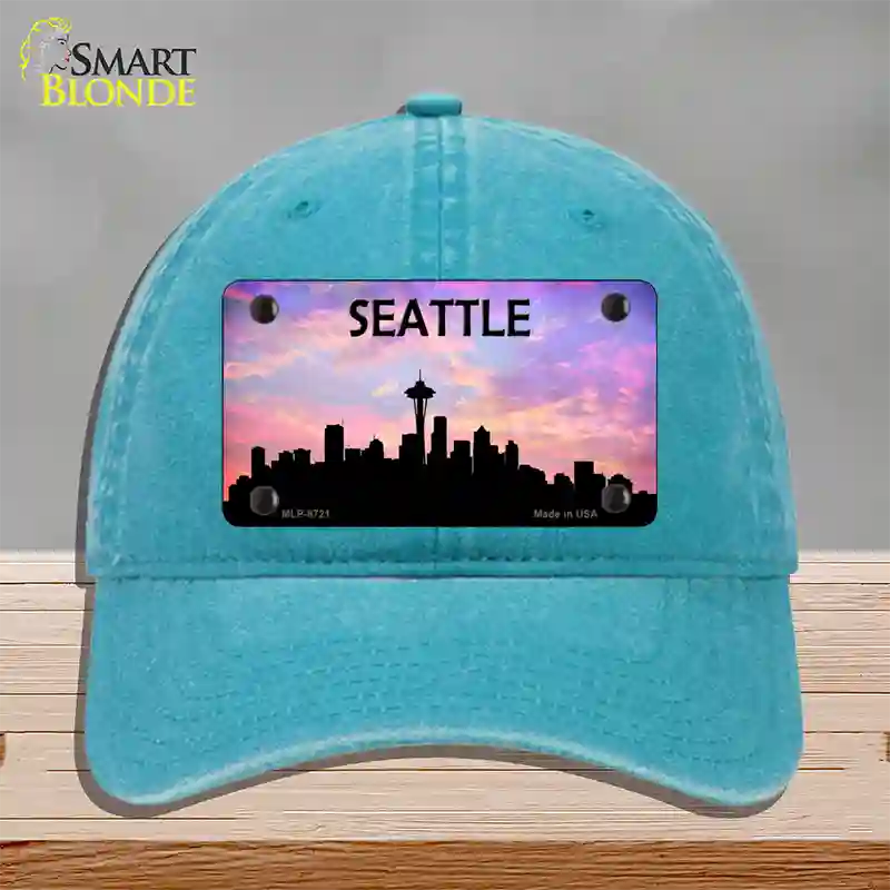 Seattle Silhouette Novelty License Plate Hat Unconstructed Cotton / Lake Blue