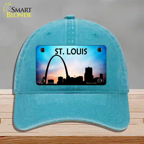 St Louis Silhouette Novelty License Plate Hat Unconstructed Cotton / Lake Blue